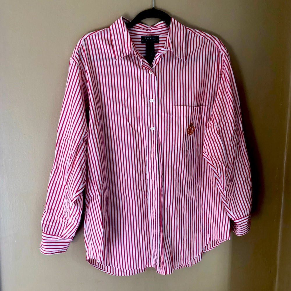 Red Striped Button Down Ralph Lauren Top